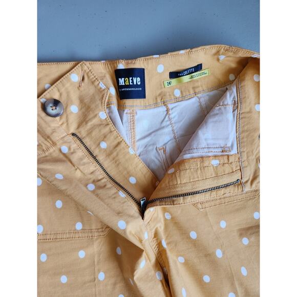 NWD Maeve The Colette Cropped Wide-Leg Pants Size 24 Tall Gold Polka Dot #7F408 - Picture 6 of 11